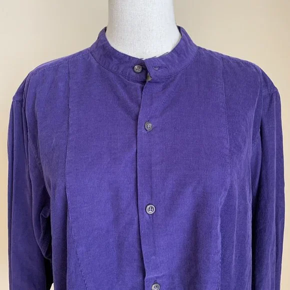 Eskandar Purple Cotton Corduroy Shirt Shirting Top Tunic Tincture sz 0 XS GOOP - Picture 2 of 11